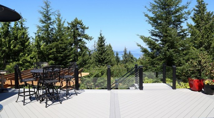 low maintenance PVC decks Frameless glass and cable railings in Anacortes, Bellingham, Whatcom and Skagit counties