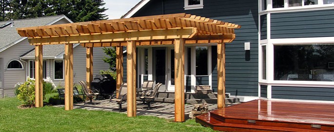 Custom Cedar Pergola with Ipe deck in Lynden WA