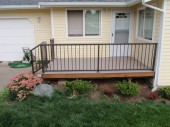 Aluminum picket porch railing on a composite deck, located in Ferndale, WA 98248
